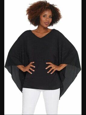 New Attitudes by Renee Shadow Stripe Caftan with Tank | Size L